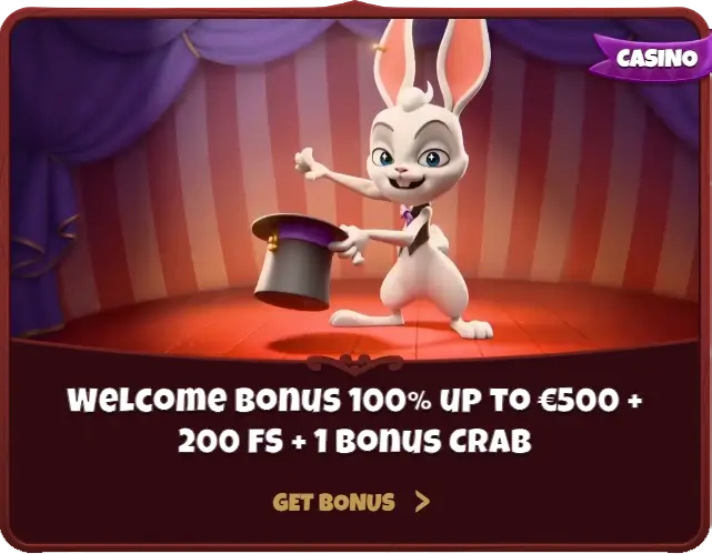 Welcome Bonus 100% up to €500 + 200 FS + 1 Bonus Crab